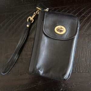 Vintage Black Leather Coach Wristlet Wallet
